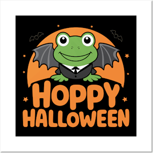 Hoppy Halloween | Batwing Frog Spooky Season Posters and Art